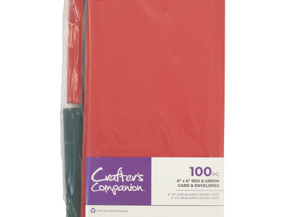 6" x 6" Red and Green Card and Envelopes - 50 Pack