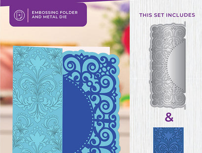 Gemini Frame Edge Embossing Folder & Die - Traditional Lace