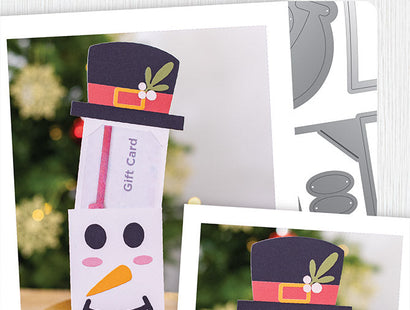 Gemini Gift Card Holder Stamp & Die - Festive Snowman