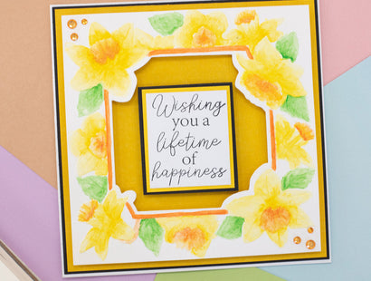 Gemini 5" x 5" Floral Frame Cut and Emboss Folder - Dancing Daffodils