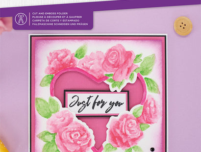 Gemini 5" x 5" Floral Frame Cut and Emboss Folder - Vibrant Rose