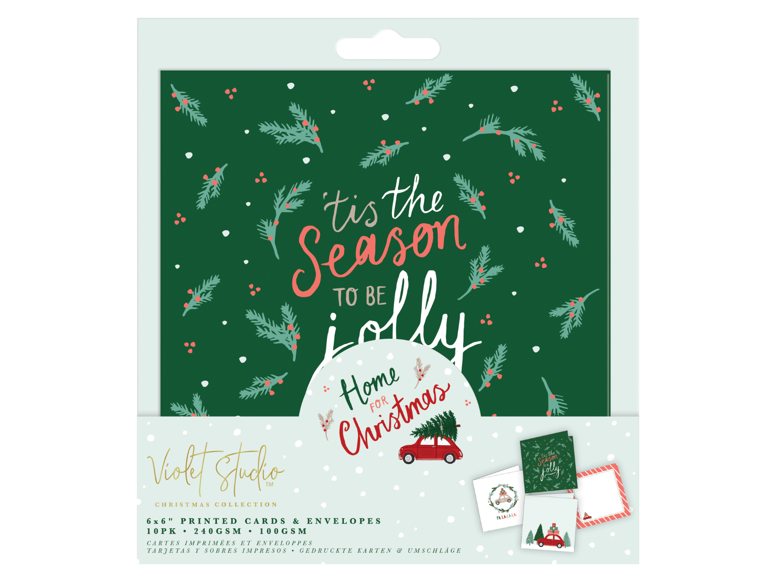 6" x 6" Printed Christmas Cards and Envelopes - 10 Pack - Violet Studio