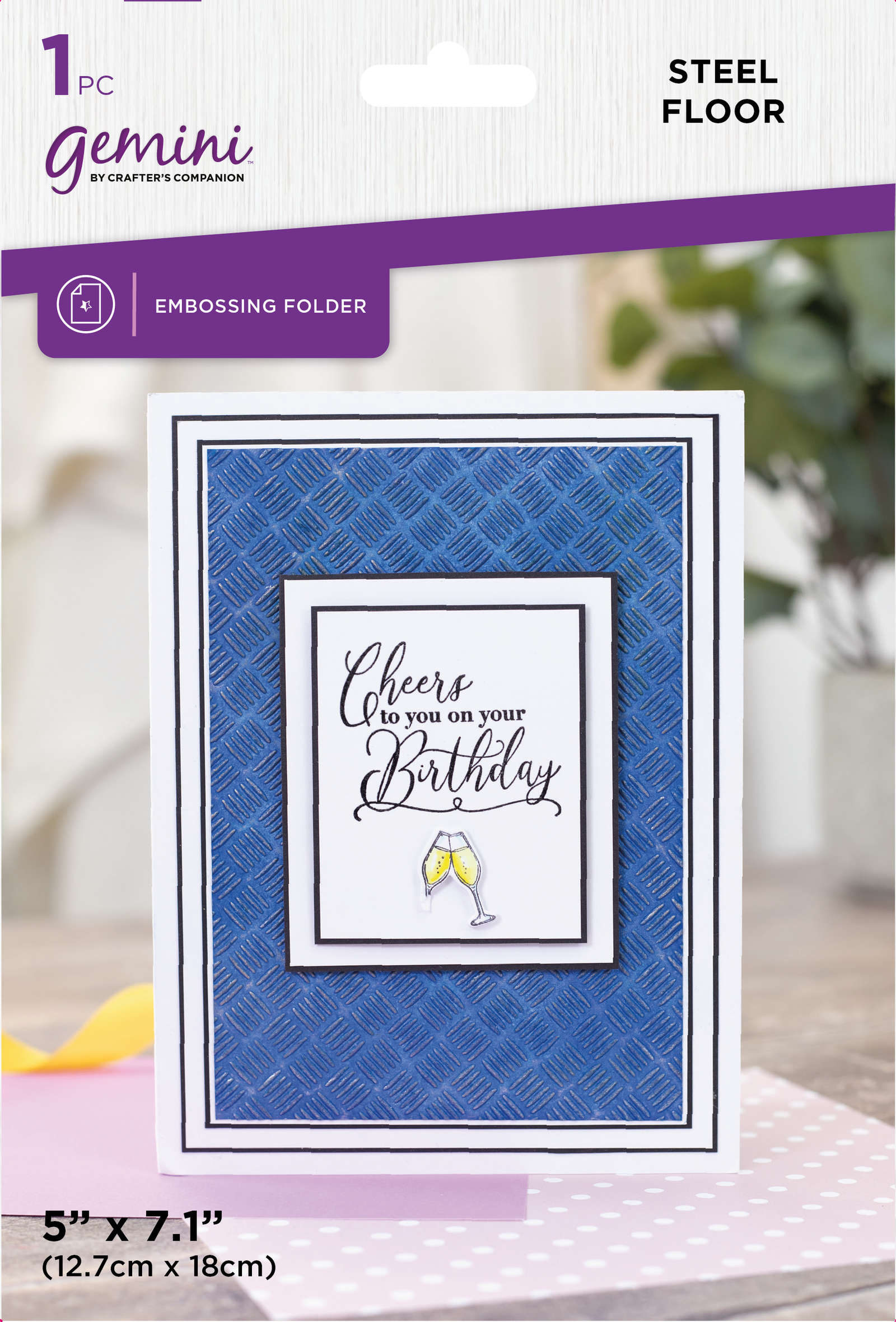 Gemini 5 x 7” 2D Textured Embossing Folder - Steel Floor