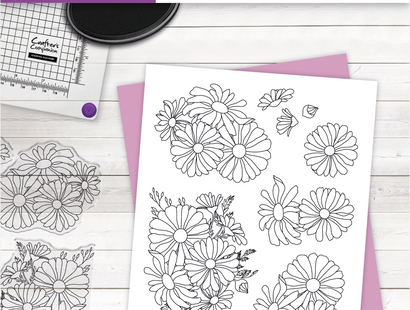 Crafter's Companion - Clear Acrylic Stamp - Blooming Daisies