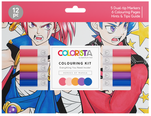 Heroes of Manga Colouring Kit with Pens and Pages - Colorista