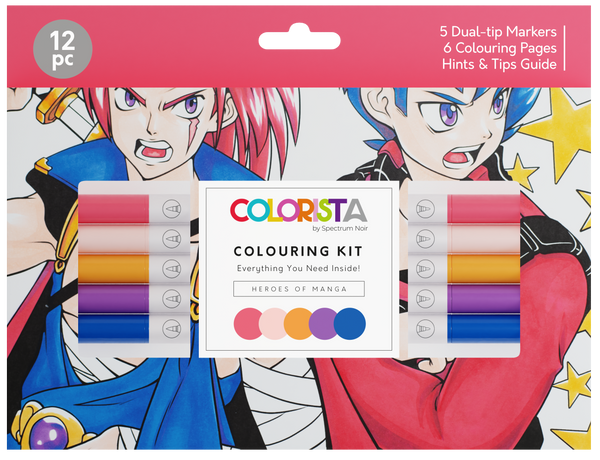 Heroes of Manga Colouring Kit with Pens and Pages - Colorista