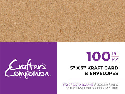 Crafter's Companion 5"x 7" Kraft Card & Envelopes - 100 Piece