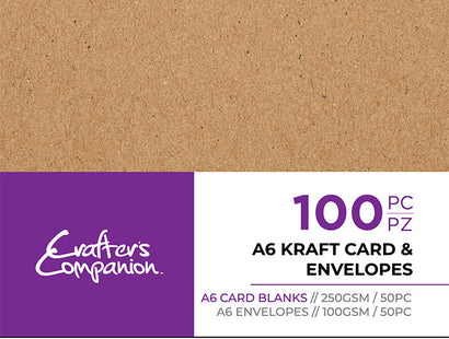 Crafter's Companion A6 Kraft Card & Envelopes - 100 Piece