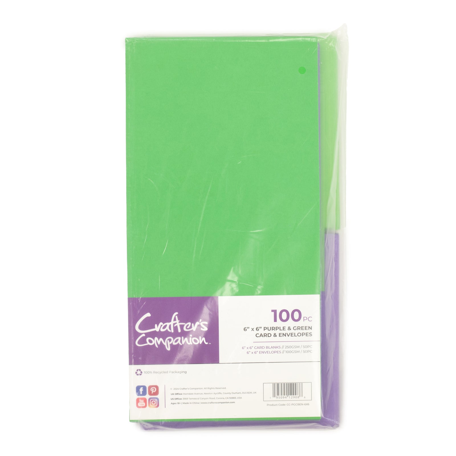 Crafter's Companion - 5"x7" Purple & Green Card & Envelopes 100pc