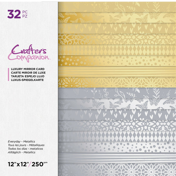 Crafter's Companion 12 Mixed Cardstock Pad - Glittering Gold