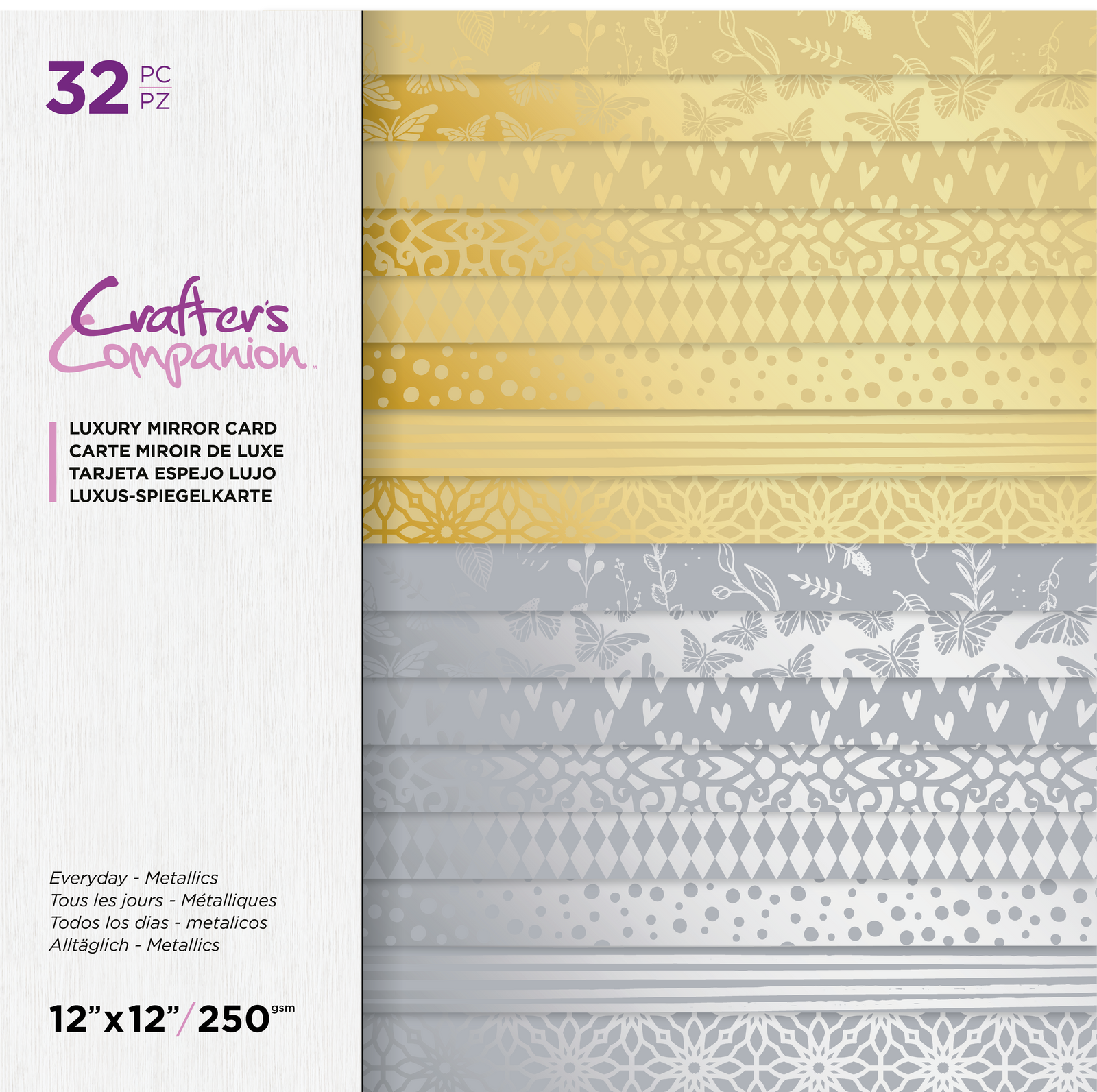 Crafter's Companion Bumper Pack Mirror Card- Gold & Silver