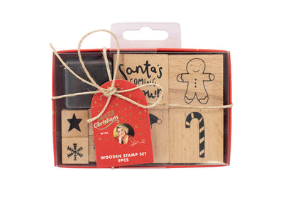 Make Christmas with Sara Wooden Stamp & Ink Set (9 Piece)