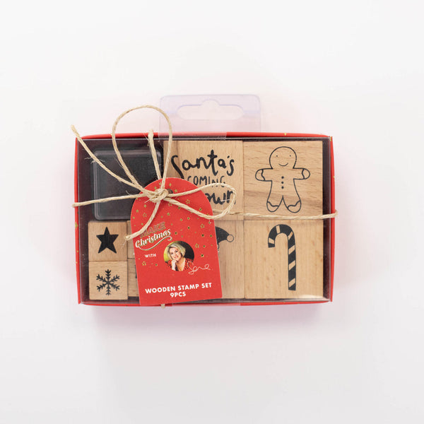 Make Christmas with Sara Wooden Stamp & Ink Set (9 Piece)