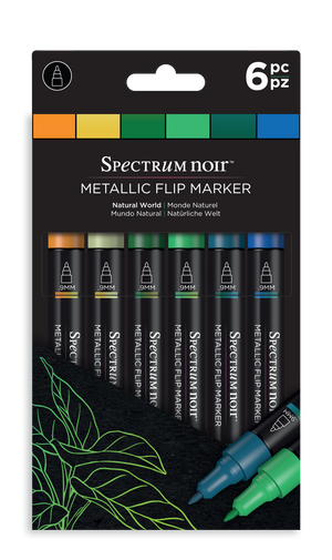 Spectrum Noir Metallic Flip Markers Cosmic Wander & Natural World with FREEE Black Paper Pad