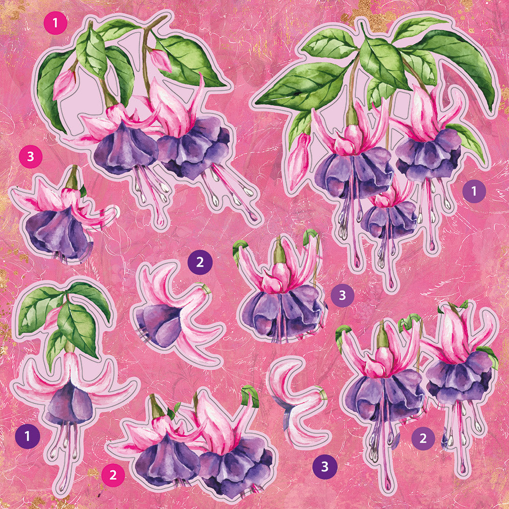 Nature's Garden Fabulous Fuchsia 6” x 6” Decoupage Pad