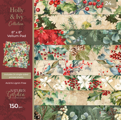 Nature’s Garden - Holly & Ivy - 8” x 8” Vellum Pad