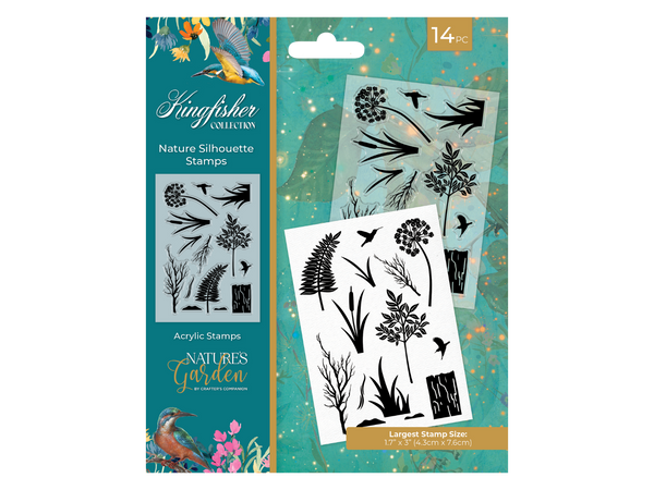 Nature's Garden - Kingfisher Collection - Clear Acrylic Stamps - Nature Silhouette Stamps