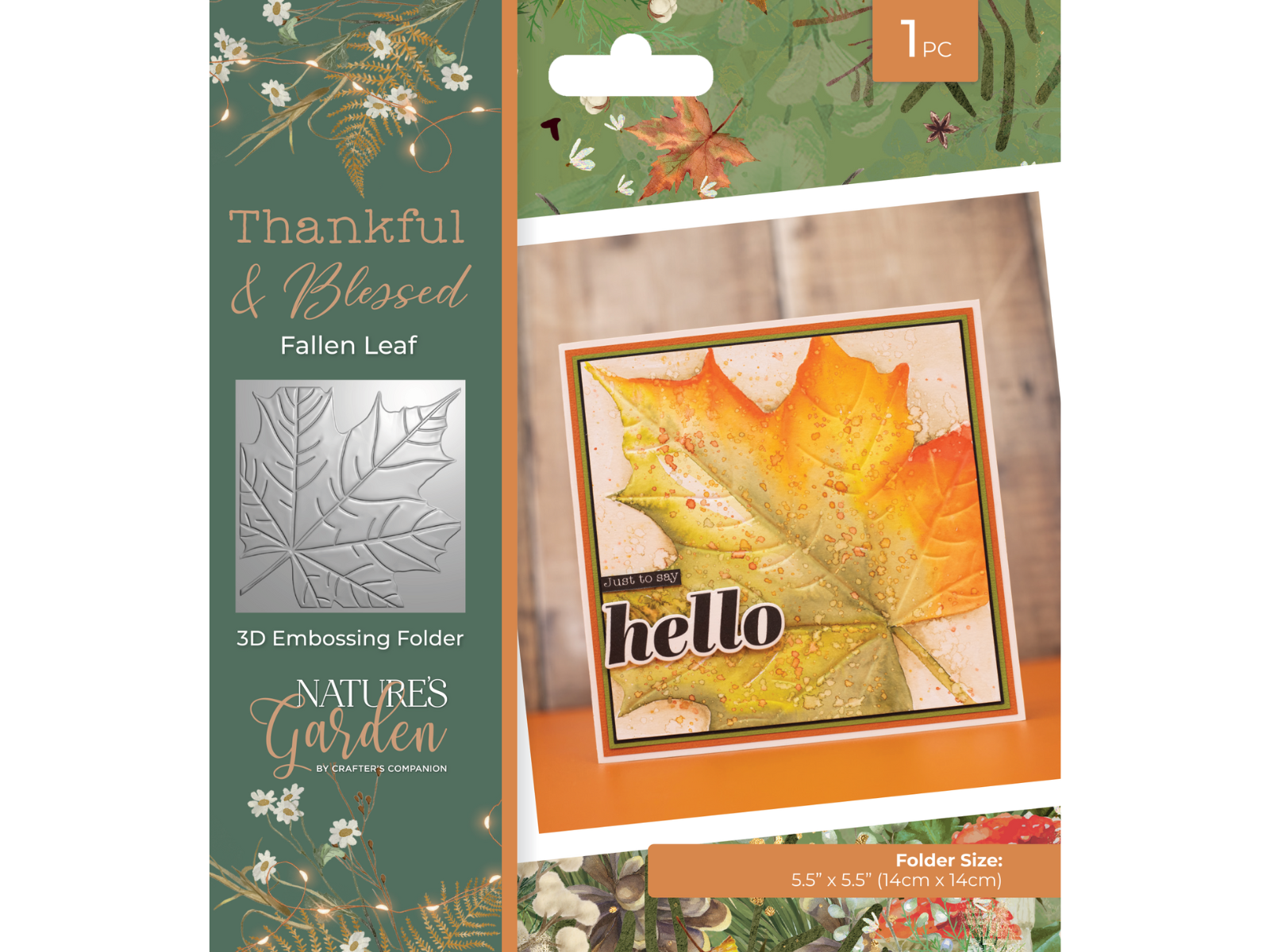 Nature's Garden - Thankful & Blessed 3D Embossing Folder - Fallen Leaf