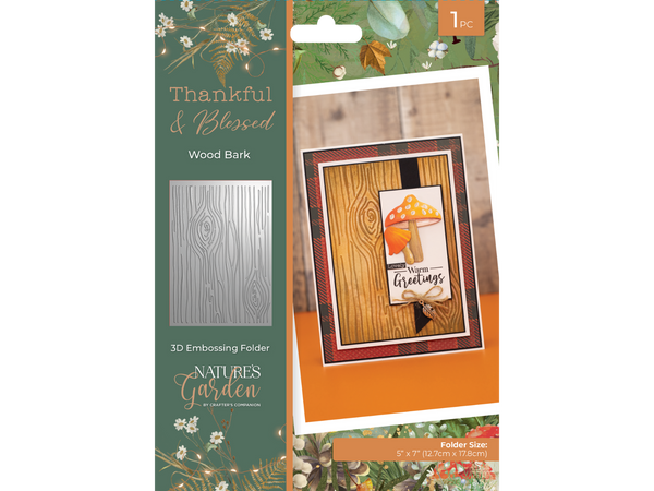 Nature's Garden - Thankful & Blessed 3D Embossing Folder - Wood Bark