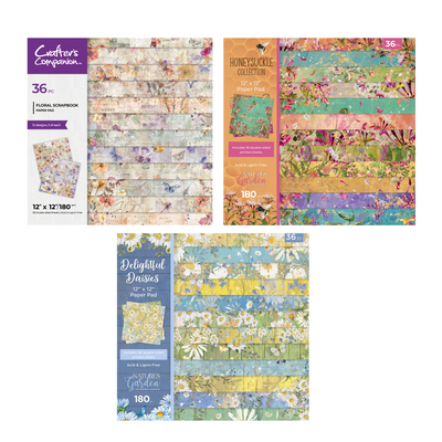 Crafter's Companion Essential Floral 12 Paper Pad Collection