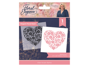 Sara Signature Floral Elegance Clear Acrylic Stamp - Elegant Floral Heart