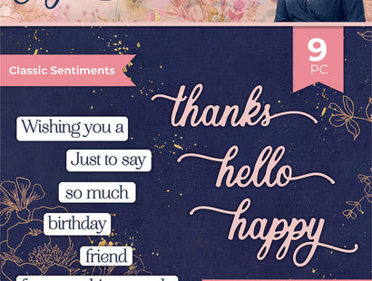 Sara Signature Floral Elegance Stamp & Die – Classic Sentiments