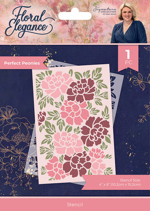 Sara Signature Floral Elegance 4” x 6” Stencil – Perfect Peonies