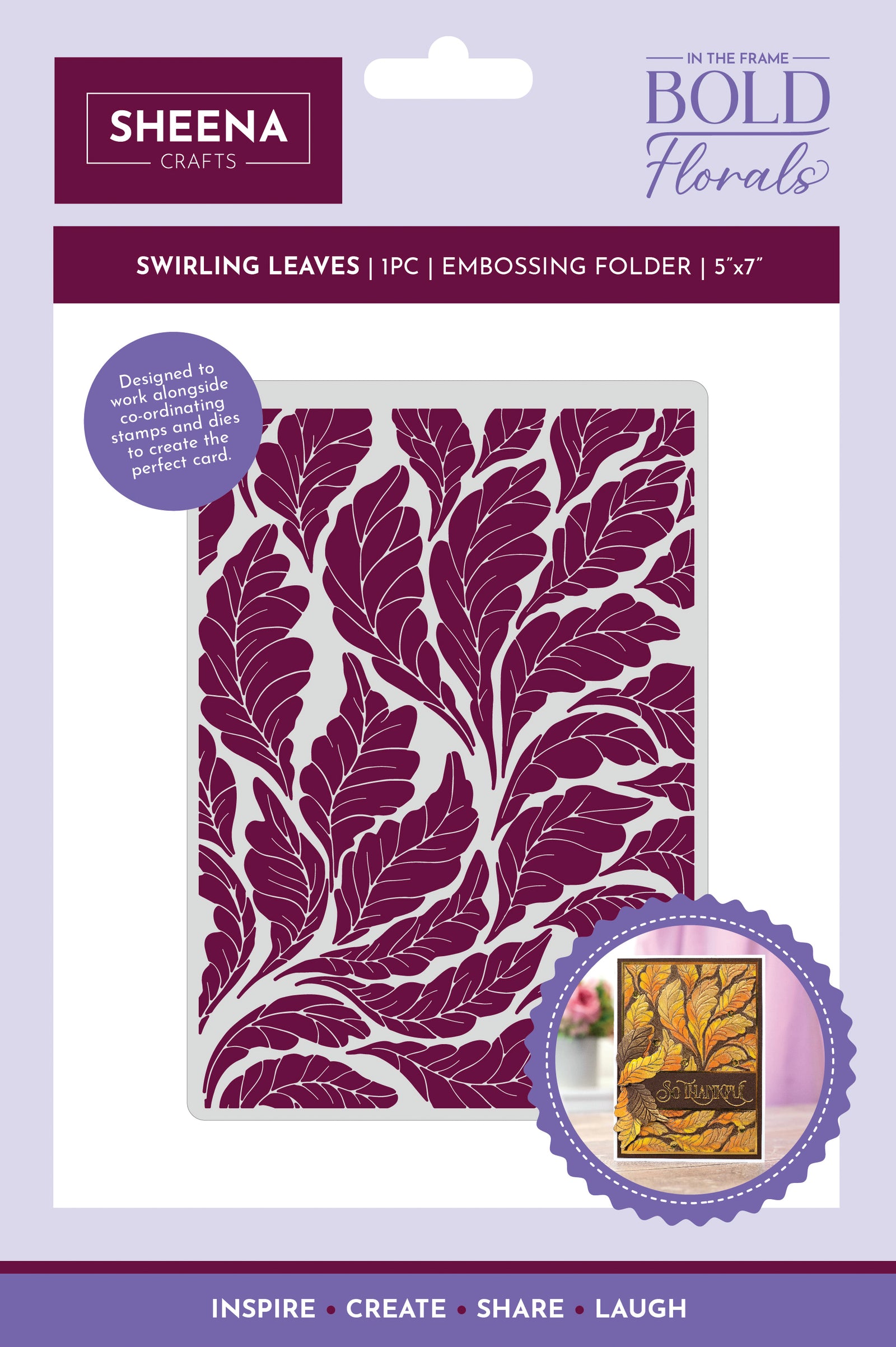 Sheena Douglass In the Frame Bold Florals Embossing Folder 5" x 7" - Swirling Leaves