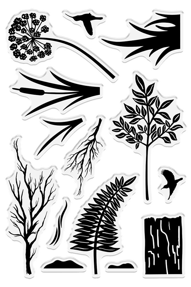 Nature's Garden - Kingfisher Collection - Clear Acrylic Stamps - Nature Silhouette Stamps