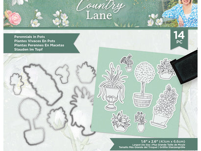 Sara Signature Country Lane Stamp and Die - Perennials in Pots