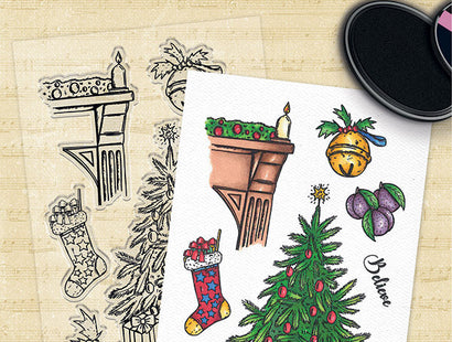 Sara Signature 'Twas the Night Before Christmas - Acrylic Stamp - Stockings by the Fire