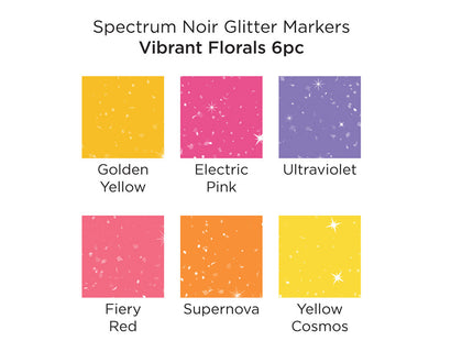 Spectrum Noir Glitter Marker-Vibrant Florals 6pc