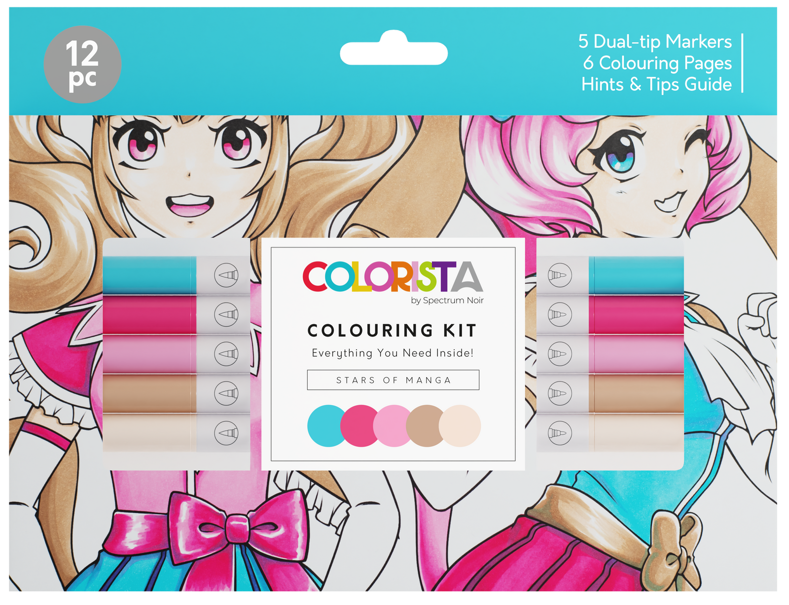 Stars of Manga Colouring Kit with Pens and Pages - Colorista