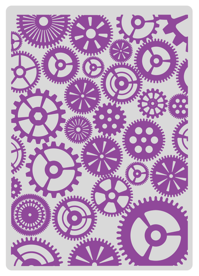 Gemini 5 x 7” 2D Textured Embossing Folder - Cogs and Gears