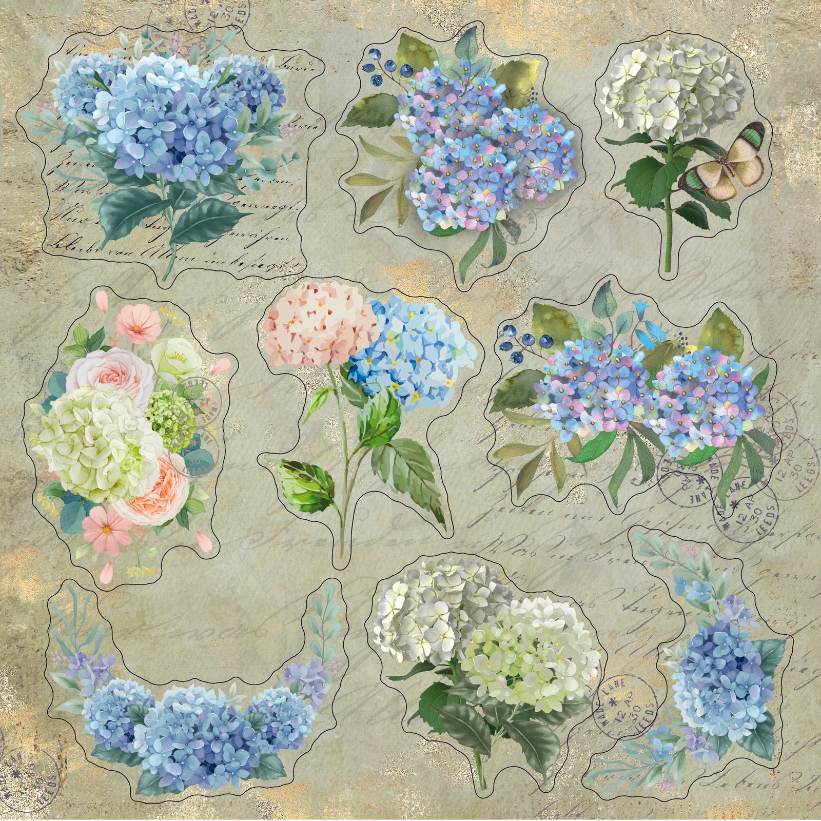 Nature's Garden - Hydrangea - 8" x 8" Topper Pad