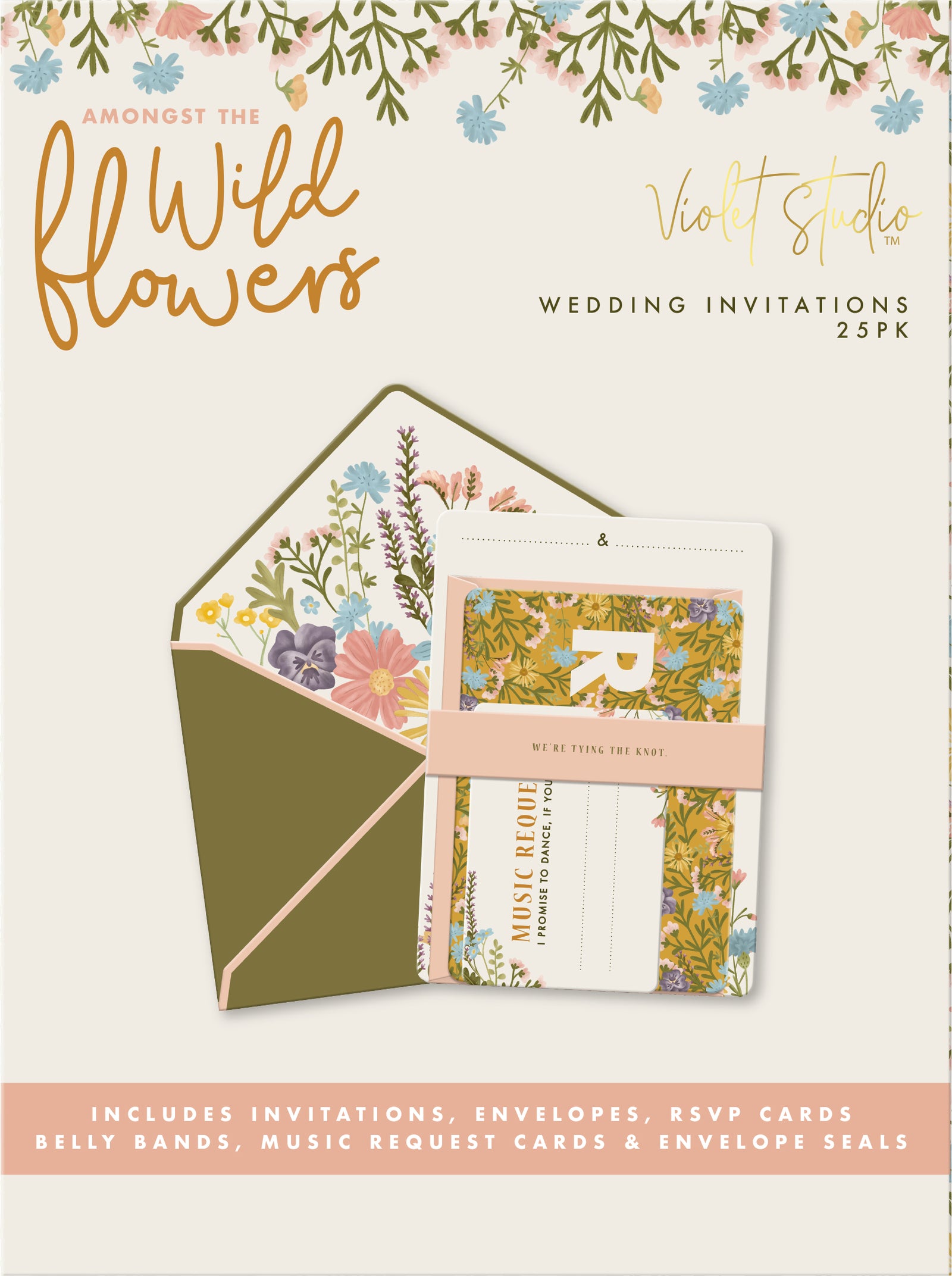 Wedding Invitations - Amongst The Wildflowers - 25pk - Violet Studios