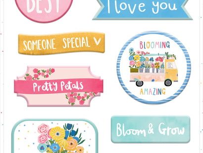 Violet Studios Sentiment Stickers - Rainbow Blooms