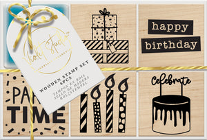 Wooden Stamp Set Party - 6pcs - Violet Studios