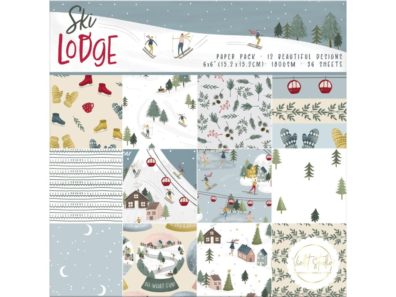 Violet Studio - 6x6" Paper Pack - Ski Lodge