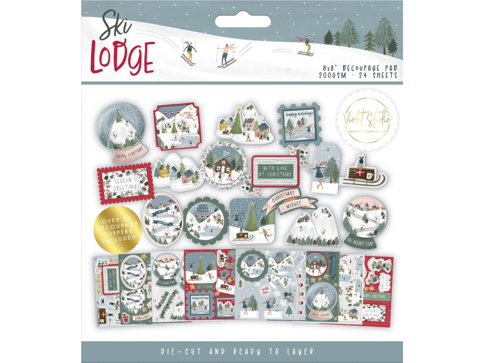 8x8" Decoupage Pad - Ski Lodge - Violet Studios