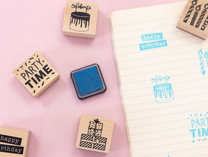 Violet Studios Wooden Stamp Set - Party - 6pcs