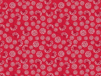 Lewis & Irene Fabric - Red Seed Heads with Pearl