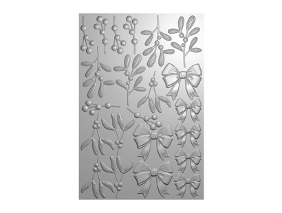 Crafters Companion 6” x 9” 3D Folder & Metal Die - Mistletoe & Bows