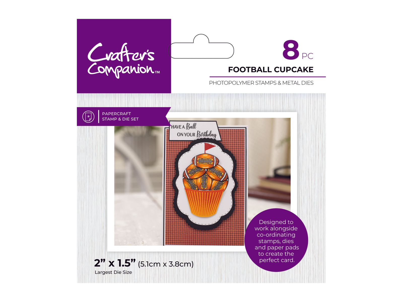 Crafter's Companion Modern Man Stamp and Die - Football Cupcake