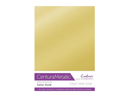 Crafter's Companion Centura Pearl Metallic A4 Single Colour 10 Sheet Pack - Solar Gold