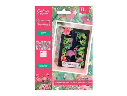 Flamazing Flamingos Metal Dies with Stencil 11 piece - Tropical Scene