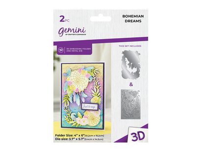 Gemini 4 x 6" 3D Embossing Folder & Metal Die - Bohemian Dreams