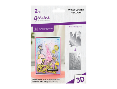 Gemini 4 x 6" 3D Embossing Folder & Metal Die - Wildflower Meadow