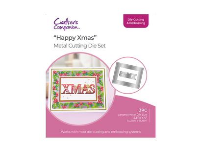 Happy Xmas Festive Frame and Sentiment Metal Die Set