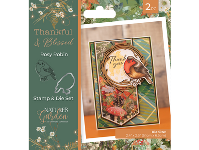 Nature's Garden - Thankful & Blessed - Stamp and Die - Rosy Robin